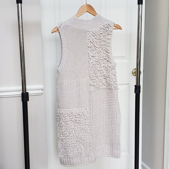 Anthropologie Women's Pilcro Cream Summit Mock Neck Textured Sweater Vest - Picture 3 of 12